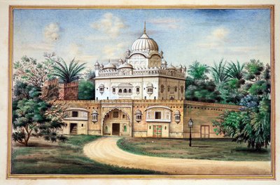 Akali Temple Amritsar ، من مملكة البنجاب ، حكامها ورؤسائها ، المجلد الثاني ، مجلد من 30 دراسة مائية بالألوان المائية لفنان هندي غير معروف ، c.1840 (مرحاض على ورق) بواسطة المدرسة الهندية