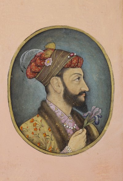 أورنجزيب بهادور يحمل قزحية ، c.1650 (مرحاض غير شفاف وذهب على ورق) بواسطة المدرسة الهندية
