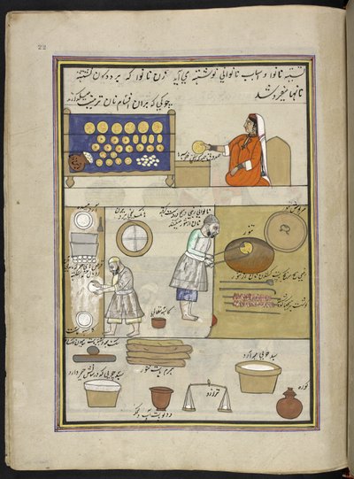 الخبازين  86 رسمة مجمعة في مجلد تصور الحرف والمهن في كشمير ، يظهر الحرفيون في العمل بأدواتهم ومعداتهم ،  بواسطة فنان من كشمير ، ربما في سريناغار ، حوالي 1850-60 (غواش على ورق) بواسطة المدرسة الهندية