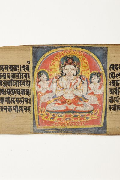 Bodhisattva Sadaksari Avalokitesvara and Attendants، c.1150-1200 (أوراق النخيل على مرحاض وحبر غير شفافين) بواسطة المدرسة الهندية
