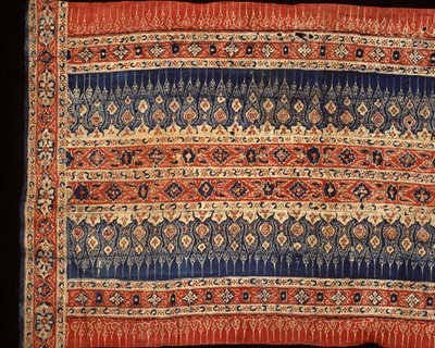طول التنورة الاحتفالية من ساحل كورومانديل للتجارة التايلاندية (القطن المطلي) بواسطة المدرسة الهندية