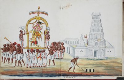 مراسم حمل Saraswati (مرحاض على ورق) بواسطة المدرسة الهندية