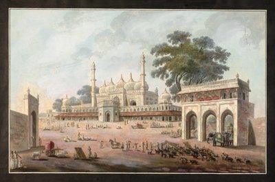 مسجد تشاندي شوك وموني بيجوم ، مرشد أباد ، حوالي عام 1795 (ألوان مائية على ورق) بواسطة المدرسة الهندية