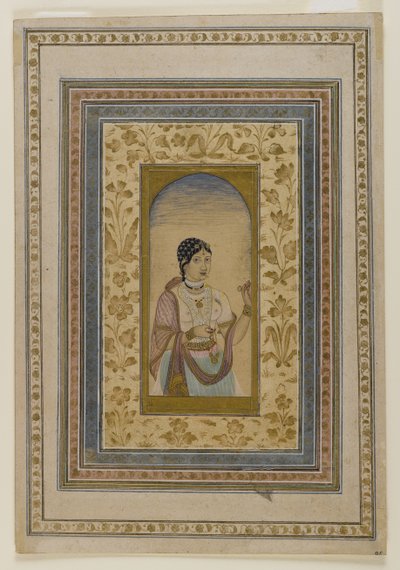 المحظور في نافذة ، القرن الثامن عشر (يغسل الحمام والذهب والحبر على الورق) بواسطة المدرسة الهندية