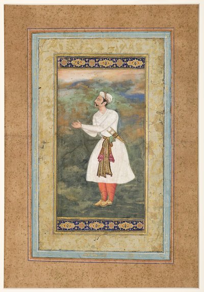 قاضي المحكمة في موقف من الاحترام الكبير ، c.1575 (مرحاض غير شفاف وذهب على ورق) بواسطة المدرسة الهندية