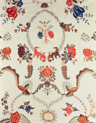 تفاصيل النسيج المطرز ، المصنوع للسوق الأوروبية ، c.1725-50 (حرير على قطن مزجج) بواسطة المدرسة الهندية