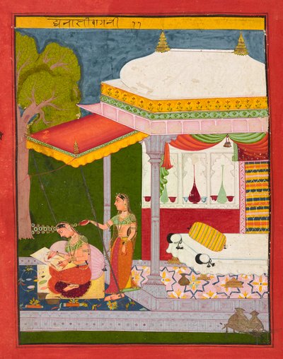 Dhanasri Ragini ، الورقة من Ragamala ، c.1680 بواسطة المدرسة الهندية