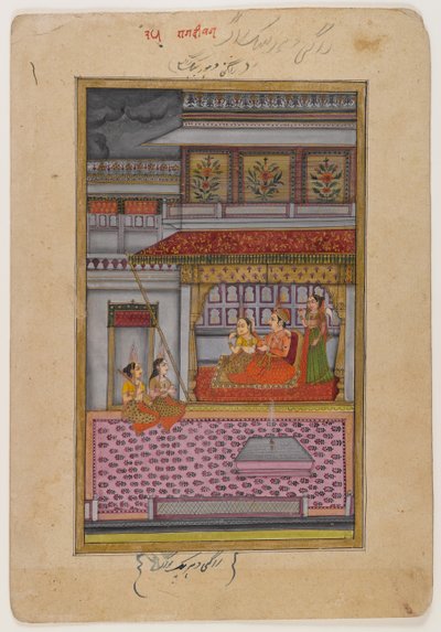 ديباكا راجا ، صفحة من سلسلة Ragamala المتفرقة ، c.1800 (مرحاض وذهب على ورق) بواسطة المدرسة الهندية