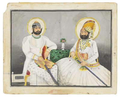 صورة مزدوجة لـ Jaswant Singhji و Takhat Singh ، جودبور ، منتصف القرن التاسع عشر بواسطة المدرسة الهندية