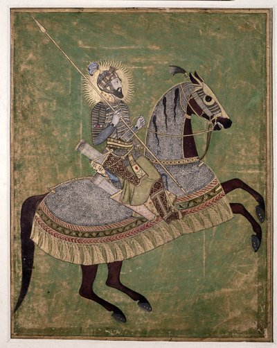 صورة الفروسية لأورنجزيب ، ج. 1680 (ألوان مائية وغواش وذهبي) بواسطة المدرسة الهندية