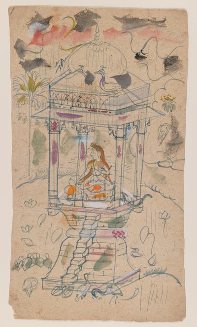 Gaunsmalar of Ganda Malhara Ragini ، c.1850 (حبر ولون على الورق) بواسطة المدرسة الهندية