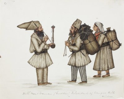 تل رجل وامرأة (Guddies) من سكان Kangra Hills Hindoos ، c.1840 (مرحاض غير شفاف على الورق) بواسطة المدرسة الهندية