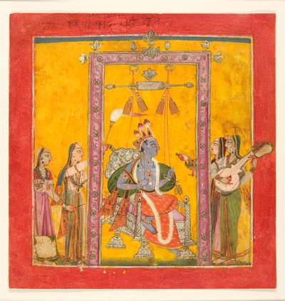 هندولا راجا ، c.1700 (مرحاض غير شفاف ، فضي وذهبي على ورق) بواسطة المدرسة الهندية