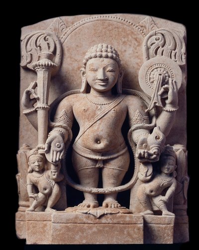 الهندوسية: "" تمثيل Vishnu "(Vishnu) - نحت من gres (نحت الحجر الرملي) ، مدرسة ماثورا ، إمبراطورية كوتشان بواسطة المدرسة الهندية