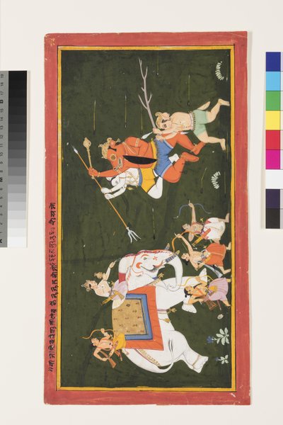 يحارب إندرا الشيطان Vritrasura ، 1680-1700 بواسطة المدرسة الهندية