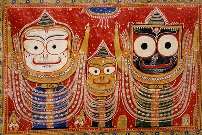 Jagannath ، رسمت على جدار منزل (لوحة جدارية) بواسطة المدرسة الهندية