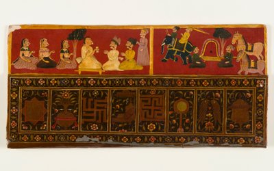 غطاء كتاب Jain (مرحاض غير شفاف ومصبغ معدني على ورق مع طبقة طلاء) (انظر 423290 للاطلاع على المستقيم) بواسطة المدرسة الهندية