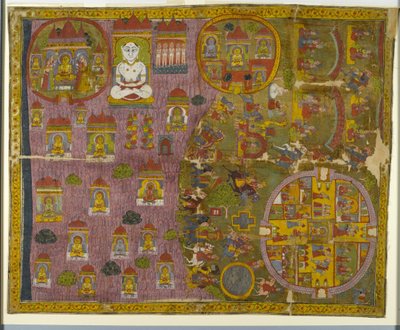 الحج جاين ، صنع في راجستان ، c.1750 (مرحاض غير شفاف وذهب على القماش) بواسطة المدرسة الهندية