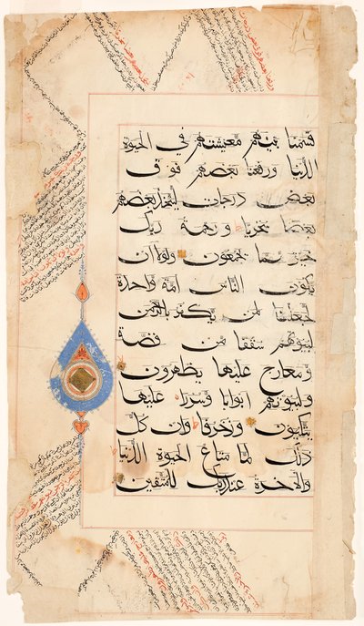 صفحة القرآن ، ج 1400 (حبر وذهب على ورق) بواسطة المدرسة الهندية