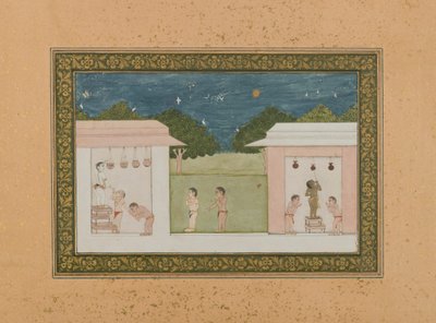كريشنا Stealing Curds ، 1775 ج (مرحاض غير شفاف وذهب على ورق) بواسطة المدرسة الهندية