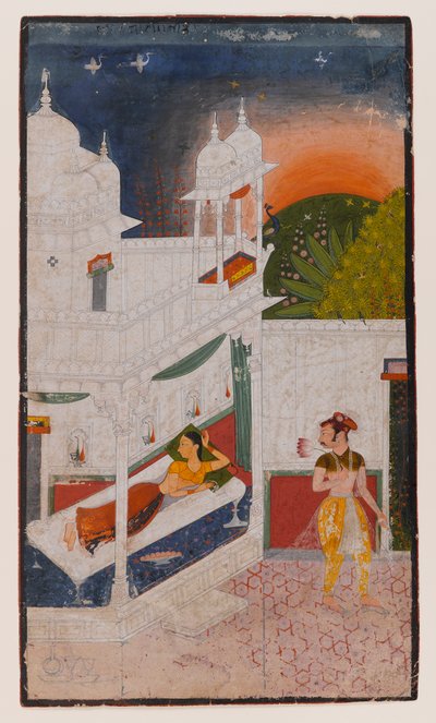 لاليتا راجيني ، صفحة من سلسلة Ragamala المتفرقة ، c.1640 (مرحاض غير شفاف على الورق) بواسطة المدرسة الهندية