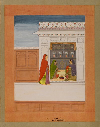 شهر بوشا ، صفحة من سلسلة Baramasa ، c.1750 (مرحاض وذهب على ورق) بواسطة المدرسة الهندية