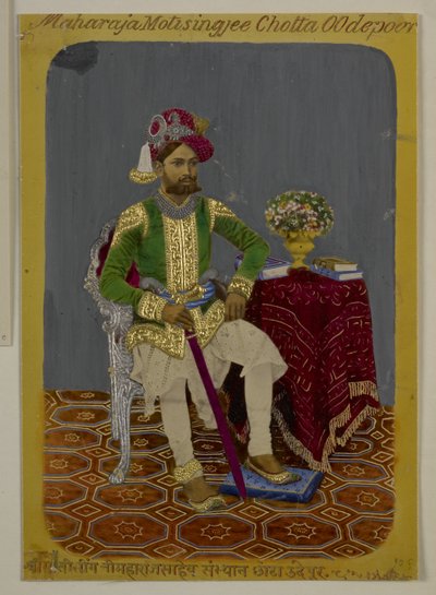 Mss Eur G.38 / 2 f.90 Moti Singh من أودايبور ، حوالي 1870 (ألوان مائية وذهبية على ورق) بواسطة المدرسة الهندية
