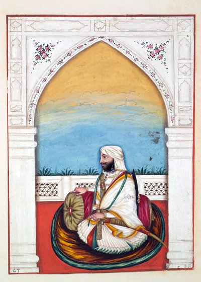 Nawab Imam-od-dun ، من مملكة البنجاب ، حكامها ورؤسائها ، المجلد الثاني ، مجلد من 30 دراسة مائية بالألوان المائية لفنان هندي غير معروف ، c.1840 (مرحاض على ورق) بواسطة المدرسة الهندية