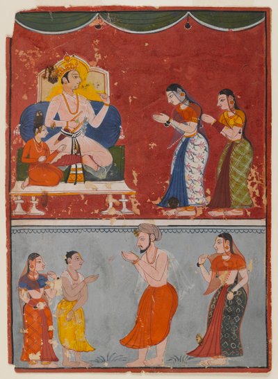 صفحة من سلسلة غير معروفة ، c.1650 (مرحاض غير شفاف على الورق) بواسطة المدرسة الهندية