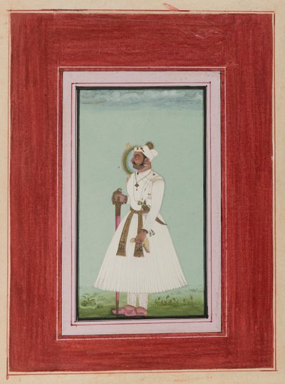 صورة لراو فير سينغ ، 1780-1790 (مرحاض غير شفاف وذهب على ورق) بواسطة المدرسة الهندية