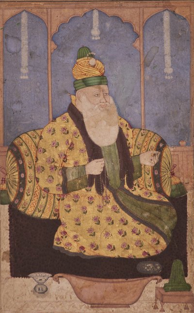 صورة لشيخ صوفي ، 1670 م (مرحاض غير شفاف وذهب على ورق) بواسطة المدرسة الهندية