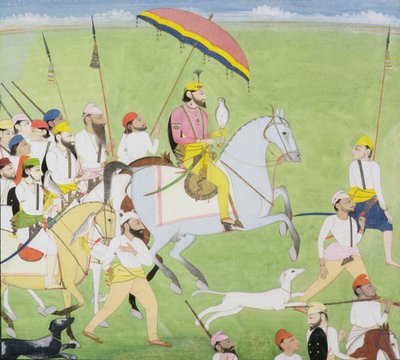 راجاه ديان سينغ (1796-1840) الصيد مع الصحابة ، 1834-40 بواسطة المدرسة الهندية