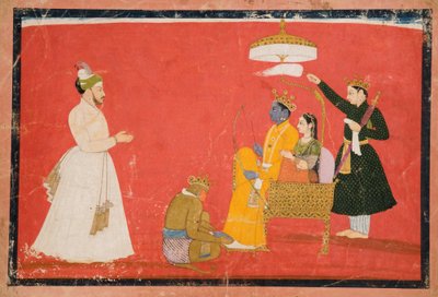 راما وسيتا إنثرونيد ، c.1750 (مرحاض غير شفاف وذهب على ورق) بواسطة المدرسة الهندية