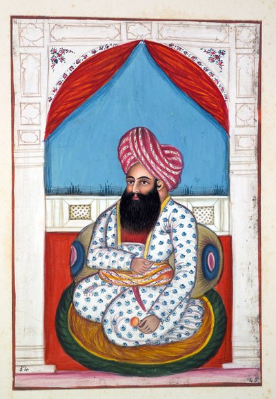 شاه أيوب شاه باديشة ، من مملكة البنجاب ، حكامه ورؤسائه ، المجلد الثاني ، مجلد من 30 دراسة مائية بالألوان المائية لفنان هندي غير معروف ، c.1840 (مرحاض على ورق) بواسطة المدرسة الهندية