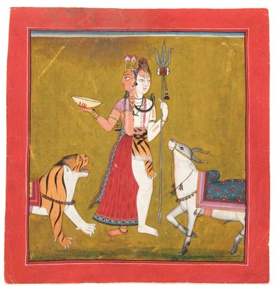 Shiva Ardhanarishvara ، c.1715 (مرحاض غير شفاف ، ذهب وفضة على ورق) بواسطة المدرسة الهندية
