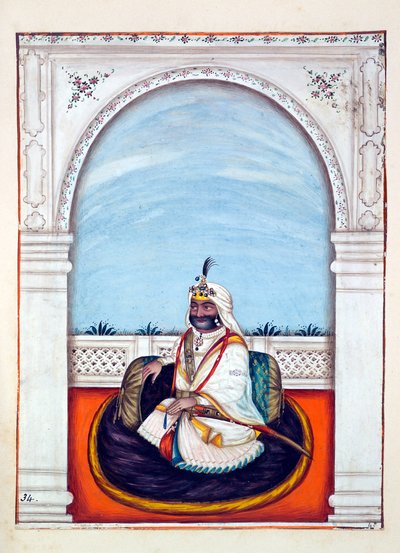 Sirdar Lehna Singh (Majithia) ، من مملكة البنجاب ، حكامها ورؤساءها ، المجلد الثاني ، مجلد من 30 دراسة بالألوان المائية لفنان هندي غير معروف ، c.1840 (مرحاض على ورق) بواسطة المدرسة الهندية