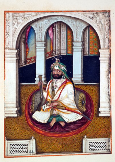 Sirdar Lehna Singh ، من مملكة البنجاب ، حكامها ورؤسائها ، المجلد الأول ، مجلد مكون من 27 دراسة بالألوان المائية لفنان هندي غير معروف ، c.1840 (مرحاض على ورق) بواسطة المدرسة الهندية