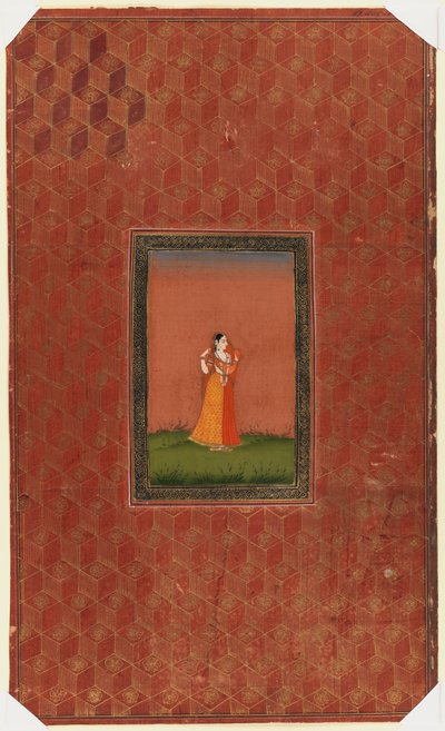 امرأة دائمة ، 1875-1900 (مرحاض غير شفاف وذهب على ورق) بواسطة المدرسة الهندية