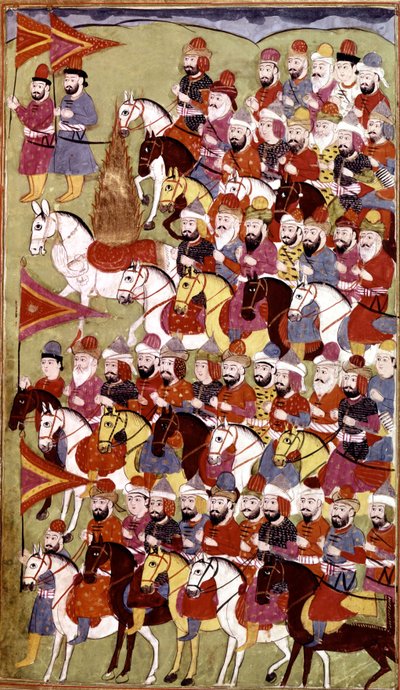 قصة النبي محمد ، هملا الحيدري ، بقلم ميرزا محمد رافي بازيل ، 1808 (حبر وألوان على ورق) بواسطة المدرسة الهندية