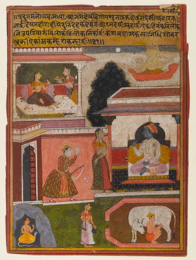 بطلة رغباتها واضحة ، صفحة من سلسلة Rasikapriya ، c.1660-1690 (مرحاض غير شفاف وذهب على ورق) بواسطة المدرسة الهندية