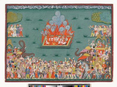 ساتي راماباي ، زوجة مادهافراو بيشوا ، حوالي 1772-75 (ألوان مائية وذهبية على ورق) بواسطة المدرسة الهندية