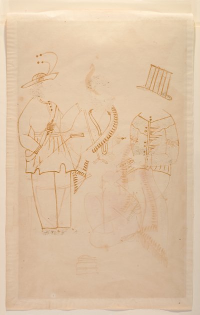 الكاتب نابين يقتل زوجته إيلوكيشي بمقشرة خضروات ، حوالي عام 1880 (ألوان مائية على ورق) بواسطة المدرسة الهندية
