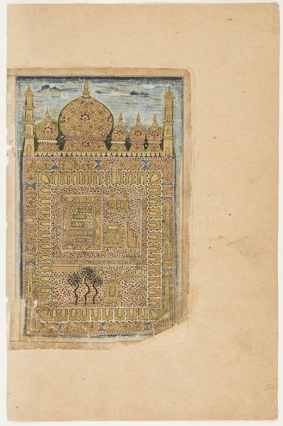 ضريح النبي في المدينة المنورة ، من دلائل الخيرات ، حوالي 1660 (ألوان مائية غير شفافة وذهبية على ورق) (وجه 3702788) بواسطة المدرسة الهندية