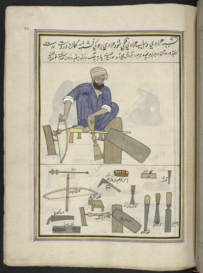 تيرنر ،  86 رسماً مجلداً في مجلد يصور الحرف والمهن في كشمير ، يظهر الحرفيون في العمل بأدواتهم ومعداتهم ،  بواسطة فنان من كشمير ، ربما في سريناغار ، حوالي 1850-60 (غواش على ورق) بواسطة المدرسة الهندية