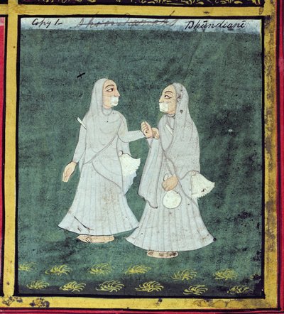 امرأتان من الهندباء ، متدينات دينيات ، أودايبور ، c.1810-20 (التفاصيل) (انظر أيضًا 136600) بواسطة المدرسة الهندية
