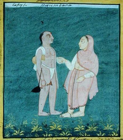 اثنان Digambara Jains ، المتسولين الدينيين ، أودايبور ، حوالي 1810-20 (جواش على ورق) بواسطة المدرسة الهندية