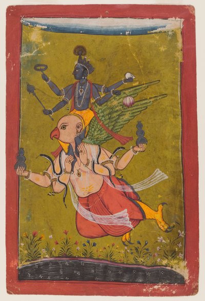 Vishnu على Garuda ، c.1725 أو أقدم (مرحاض ، فضي وذهبي على ورق) بواسطة المدرسة الهندية