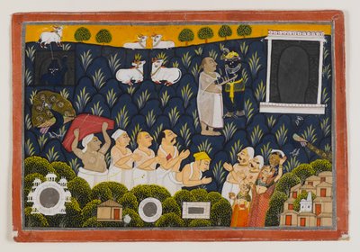 عبادة كريشنا ، c.1800 (مرحاض غير شفاف على الورق) بواسطة المدرسة الهندية