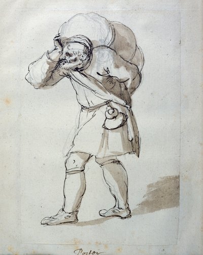 A porter laden (pen & ink on paper) بواسطة إنيجو جونز