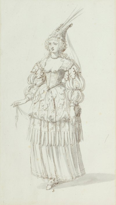 Chloris: alternative sketch for Henrietta Maria, c.1631 (pen & ink on paper) بواسطة إنيجو جونز